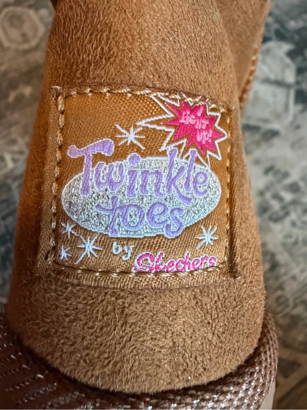 Skechers Twinkle Toes Glamslam light up boots chesnut suede size 4 kids